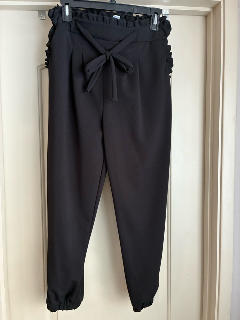 Black Paperbag Waist Jogger Pants